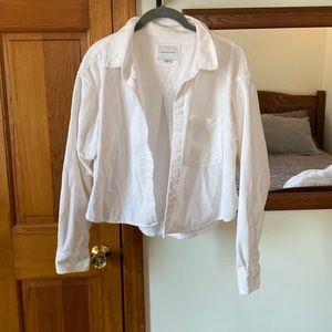 NWOT Cropped Corduroy Button up